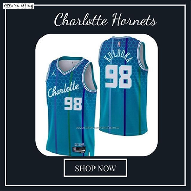 Camiseta Charlotte Hornets Arnoldas Kulboka NO 98 Ciudad 2021-22 Azul