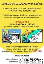 Cursos de inglés, alemán y chino para niños