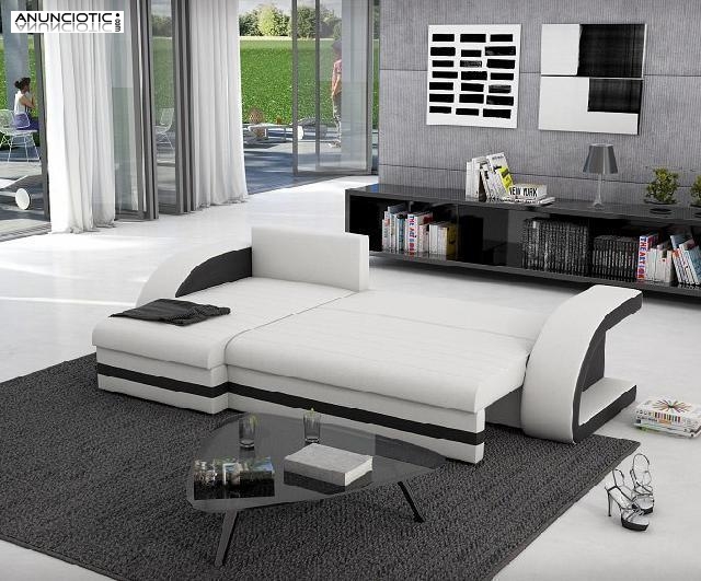 Sofá cama hilda con chaise longue universal negro