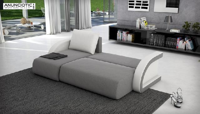 Sofá cama icaro con chaise longue universal gris