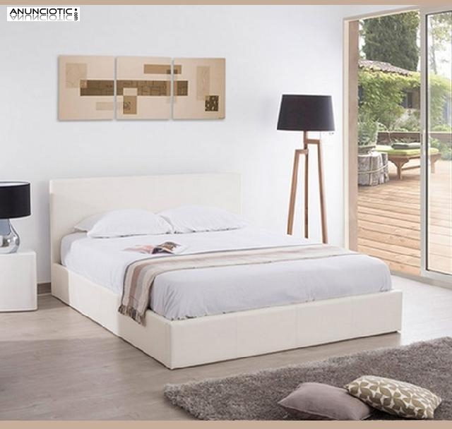 Cama con canapé de diseño magali en blanco o negr