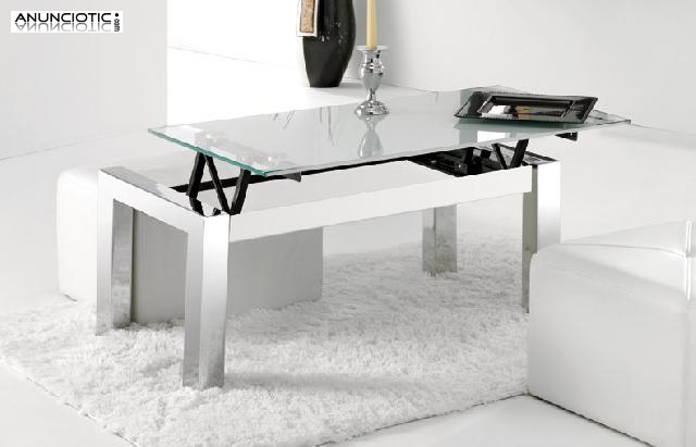 Mesa de centro elevable tarbes 112x50cm cristal 