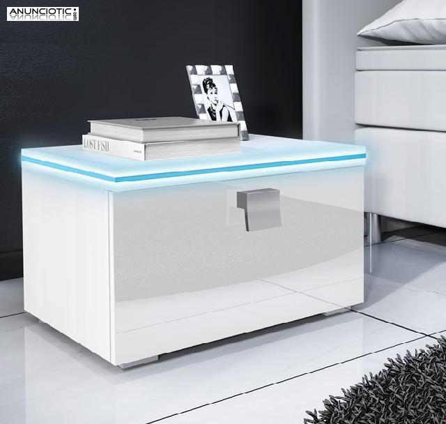 Mesilla dormitorio alicante con led blanco y azul 