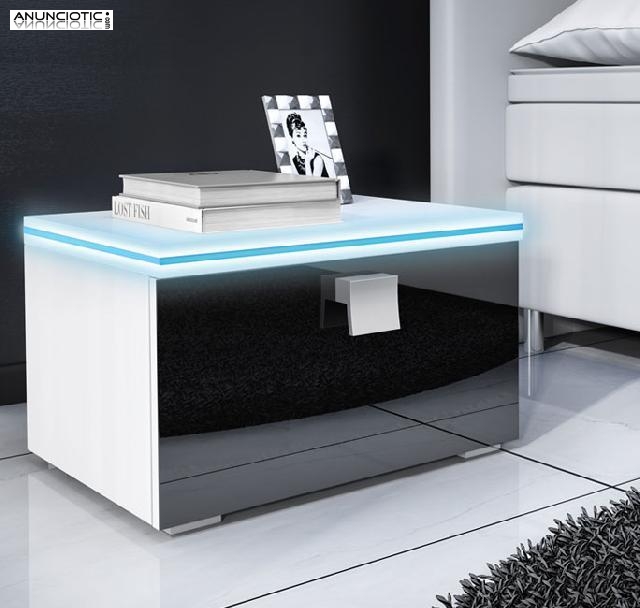 Mesilla dormitorio alicante con led blanco y azul 