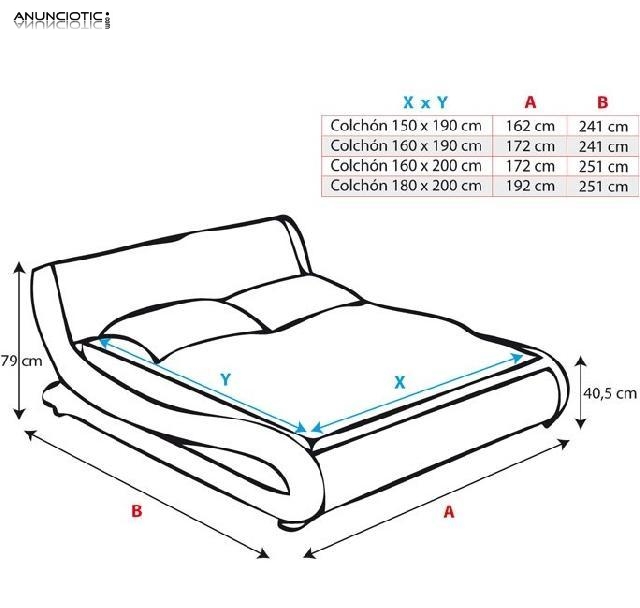 Cama de diseño modelo Carol en color