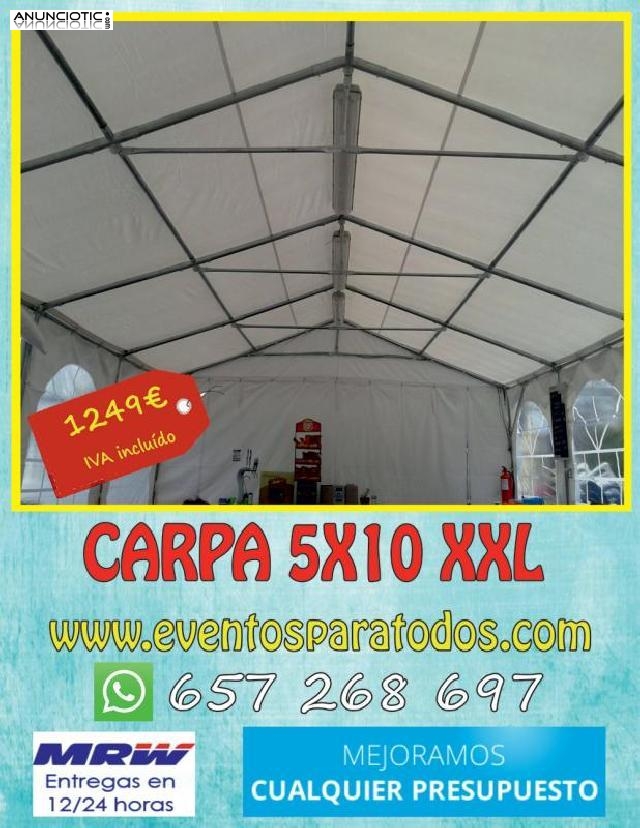 Carpa 5x10 xxl para fiestas y eventos