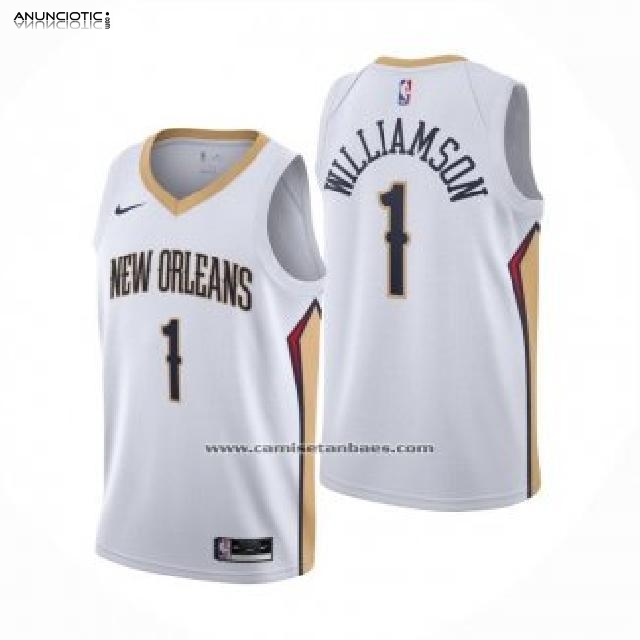 Camiseta New Orleans Pelicans Zion Williamson NO 1 Association 2020-21 Blan