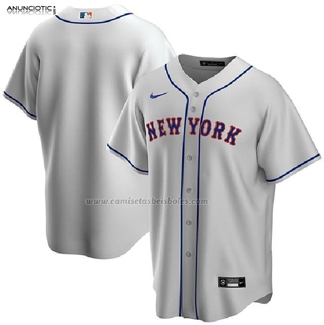 Camiseta Beisbol Hombre New York Mets Road Replica Gris