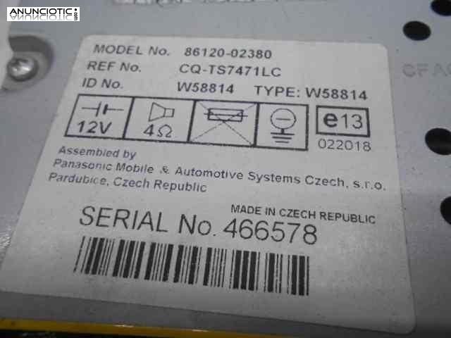 Audio gps toyota corolla 8612002380