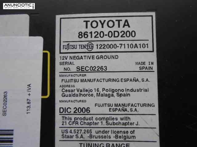 Audio gps toyota yaris 861200d200