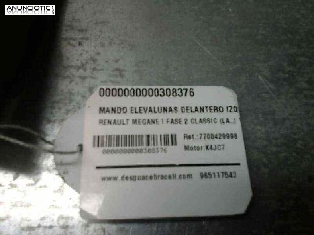 Mando elevalunas del. izq. 7700429998 de