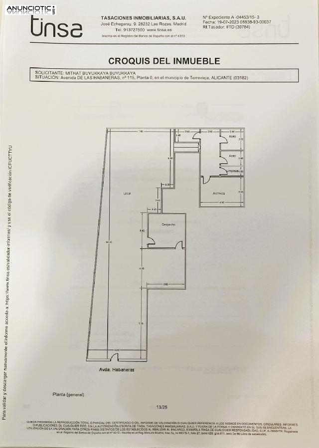 Alquiler local 275 m2 Avd. Habaneras 