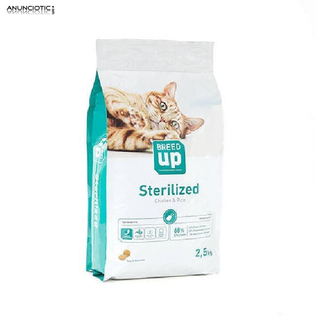 Pienso súperpremium para gatos Breed Up Sterilised con pollo