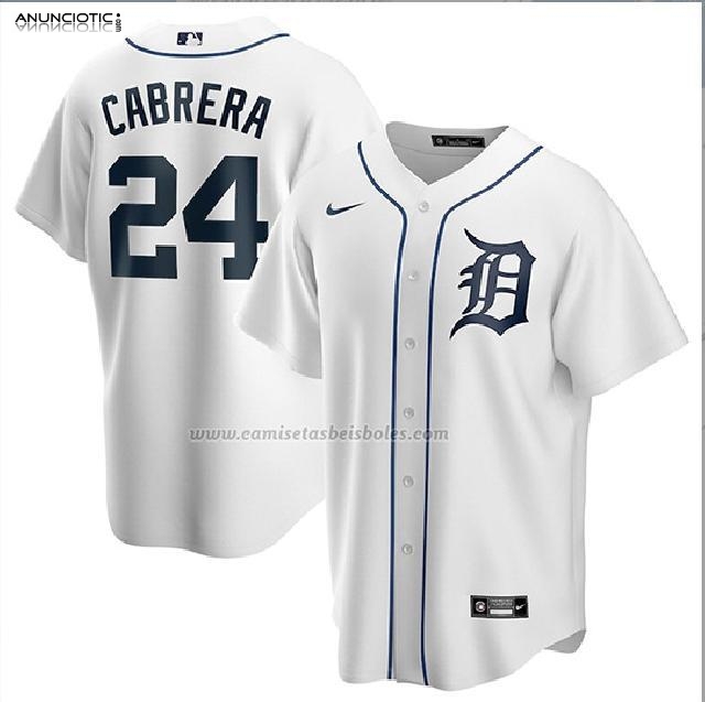 Camiseta Beisbol Hombre Detroit Tigers Miguel Cabrera Primera Replica Blanc