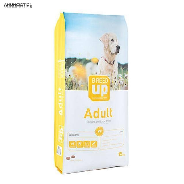 Pienso súperpremium para perros Breed Up Adult Lamb con cordero para razas 