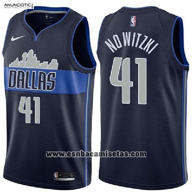 Camiseta Dallas Mavericks Dirk Nowitzki NO 41 Statement 2017-18 Azul