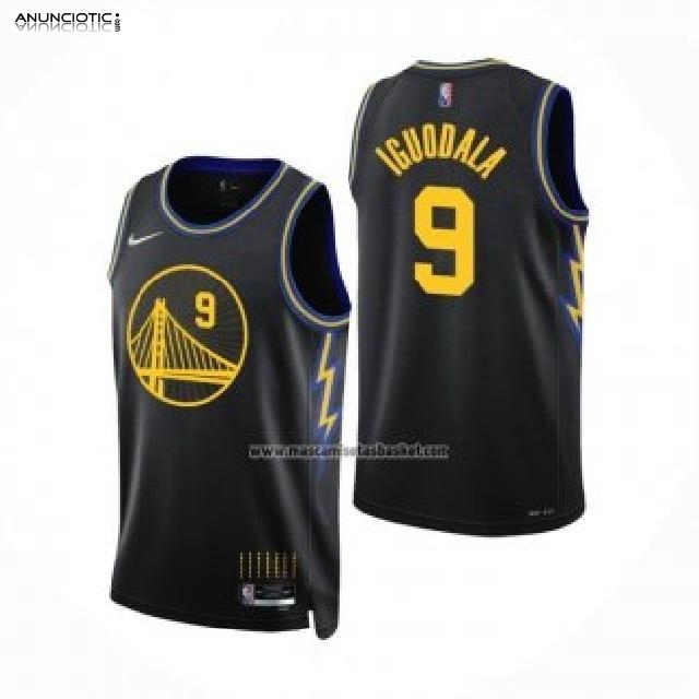 Camiseta Golden State Warriors Andre Iguodala NO 9 Ciudad 2021-22 Negro