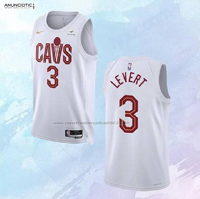 NO 3 Caris Levert Camiseta Cleveland Cavaliers Association Blanco 2022-23