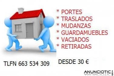 PORTES Y TRASLADOS DESDE 30  TLFN 663 534 309