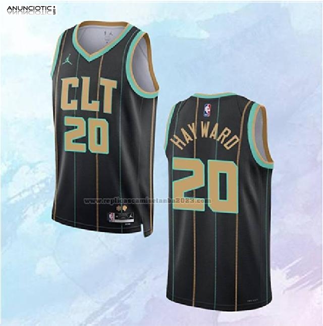 NO 20 Gordon Hayward Camiseta Charlotte Hornets Ciudad Negro 2022-23