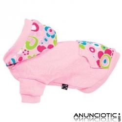 Sudadera rosa colorida con capucha para perros