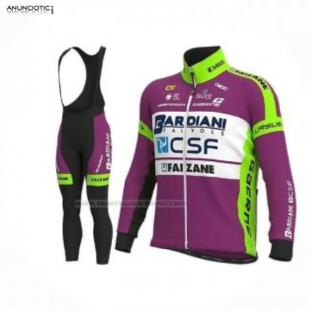 2020 Ropa Ciclismo Bardiani Csf Faizane Violeta Verde Mangas Largas y Culot