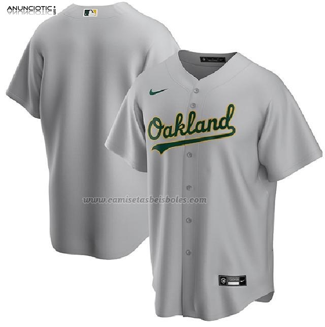 Camiseta Beisbol Hombre Oakland Athletics Road Replica Gris