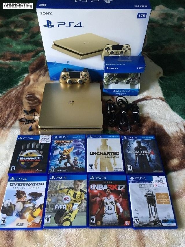 Sony PS4 Pro 1TB Console ORO y BLANCO con 7 juegos 100 ventas promocionale