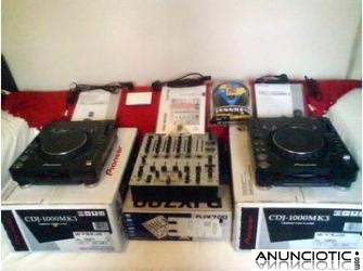 2 Pioneer CDJ 1000MK3 y 1 DJM 800