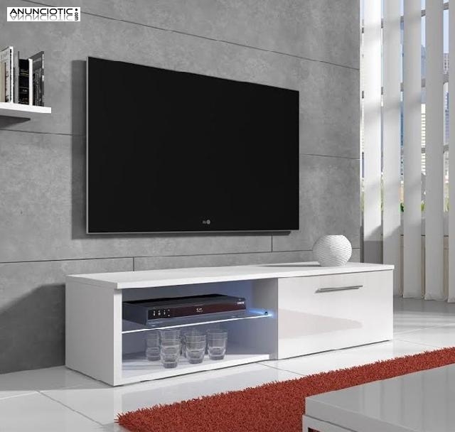 Mueble TV modelo Basay en blanco con LED