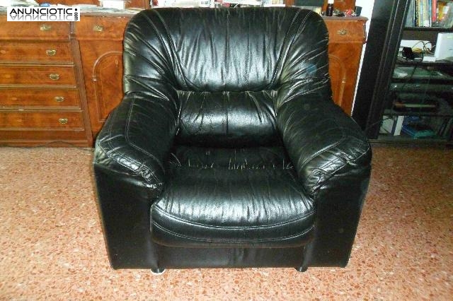 Vendo sillón de piel negra de vaca