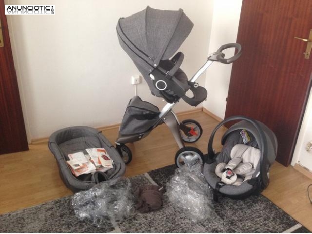 El Stokke Xplory Cochecito Negro Melange v4 nuevo 3in1 completo