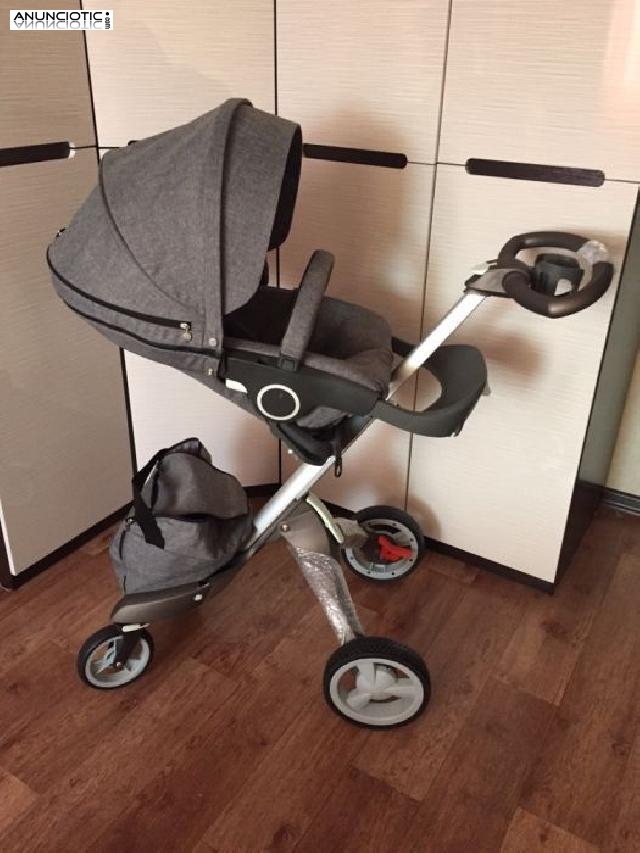 El Stokke Xplory Cochecito Negro Melange v4 nuevo 3in1 completo