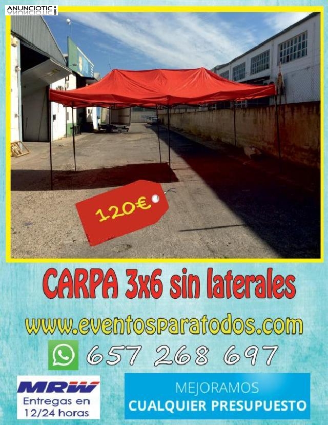 Carpas plegables sin laterales 6x3