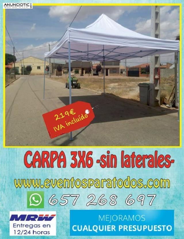 Carpas plegables sin laterales 6x3