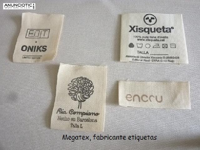 Etiquetas ropa personalizadas en algodón natural