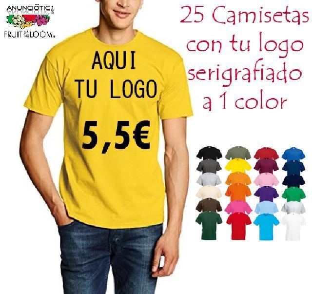 25 Camisetas personalizadas con tu logo x solo 5,50  unidad