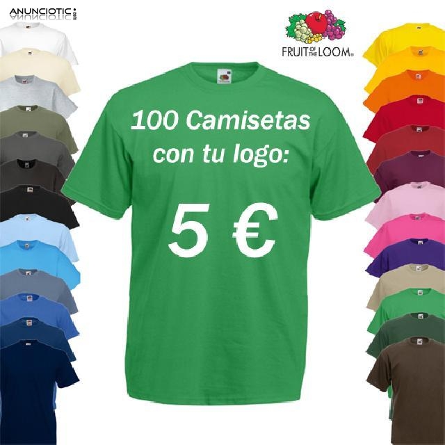 Oferta: 100 Camisetas personalizadas con tu logo x solo 5 euros cada una
