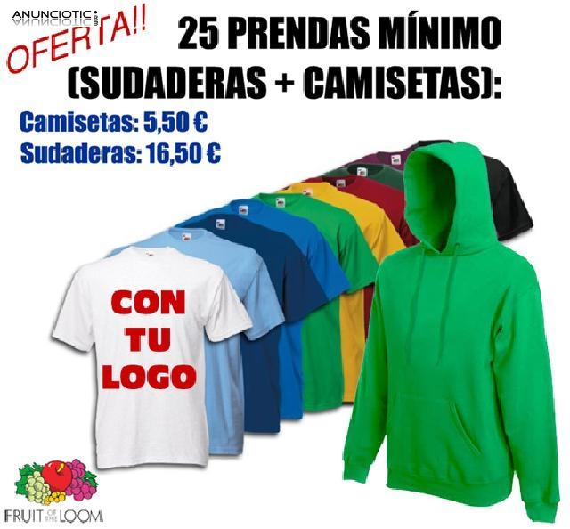 Lote 25 prendas personalizadas con tu logo (Fruit of the Loom)