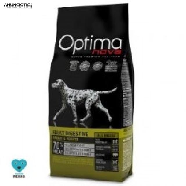 Optimanova adult digestive con conejo sin cereales