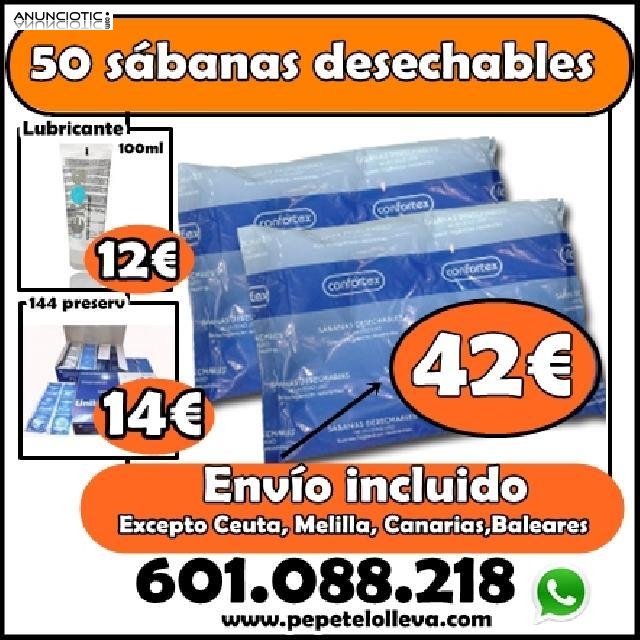 50 sábanas desechables sin ajustar 42 eur envio incluido