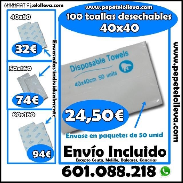 100 toallas de 40x40 24,50  envío incluido.