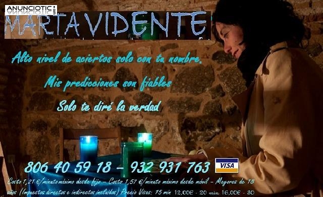 Marta Vidente Natal seguridad Oferta 20 min 12 euros. 932931763.Tarot