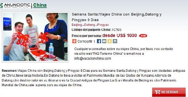 Semana Santa:Viajes China con Beijing,Datong y Pingyao 9 Dias 