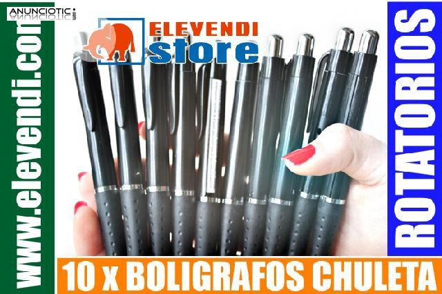 10 Boligrafos boligrafo chuleta (enrollables o autorotatorios)