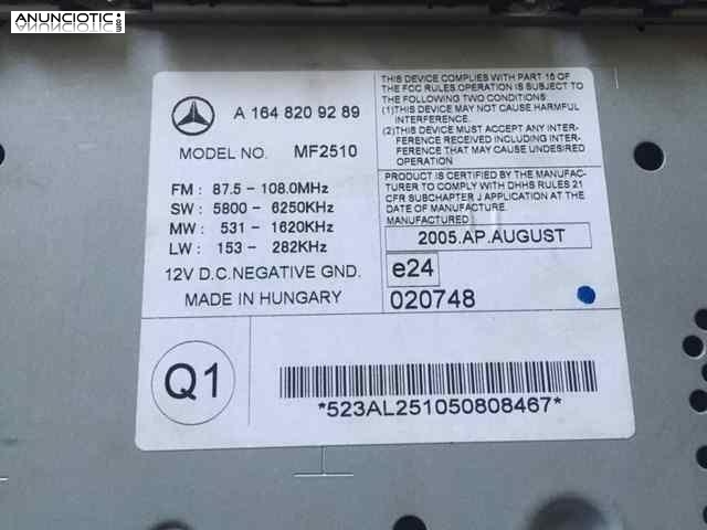 Radio mercedes a1648209289 clase m