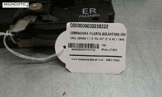 Cerradura puerta del. der. opel corsa c