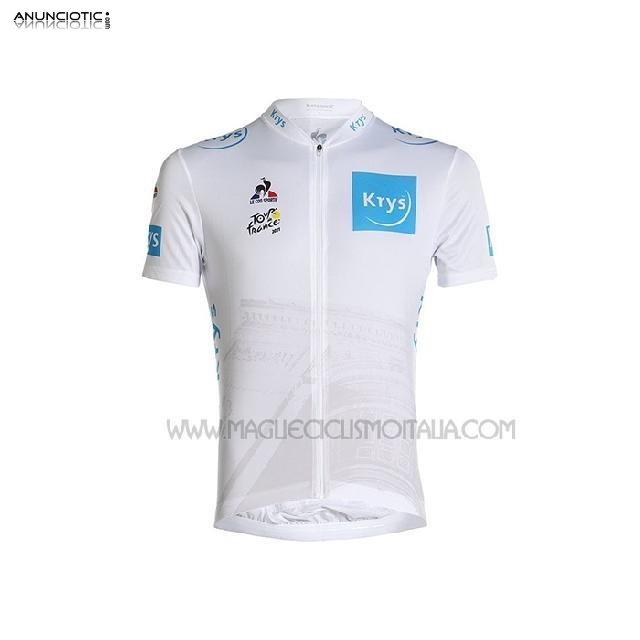 2021 Abbigliamento Ciclismo Tour de France Bianco Manica Corta