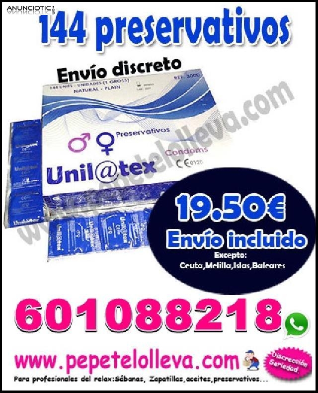 144 unid preservativo natural 19,50 envio incluido y  discreto 