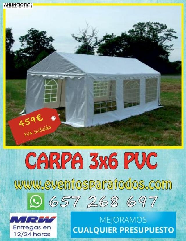 Carpa barata 3x6 pvc